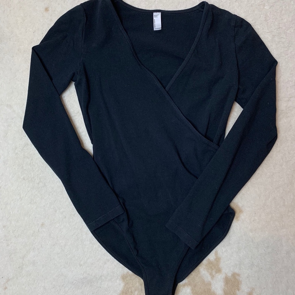 American Apparel Black Long Sleeve Bodysuit